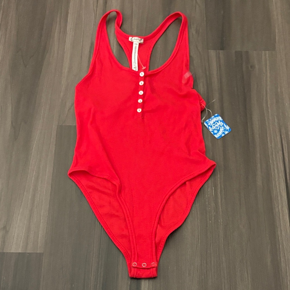 Free People Red Bodysuit